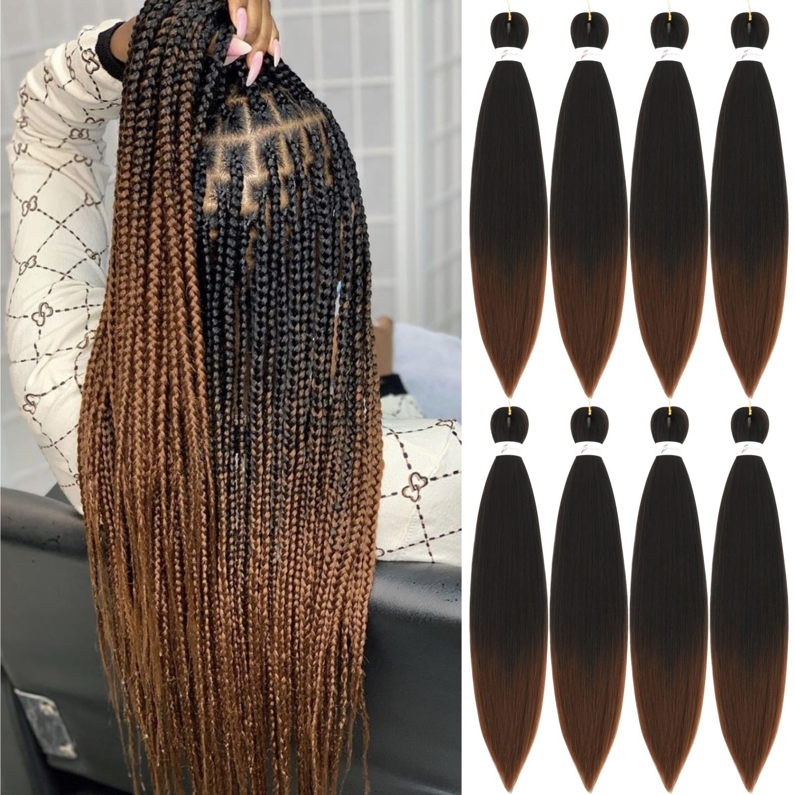 Braiding Hair Pre Stretched 26 Inch 8 Packs Long Braiding Hair Extension Pre Stretched Braiding Hair Professional Synthetic Hair For Braiding Crochet