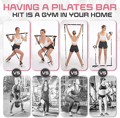 Miniatura 2 de TADAKAZU Kit de barra de pilates con bandas de resistencia, equipo de fitness para mujeres y hombres, entrenamiento de gimnasio en casa, kit de