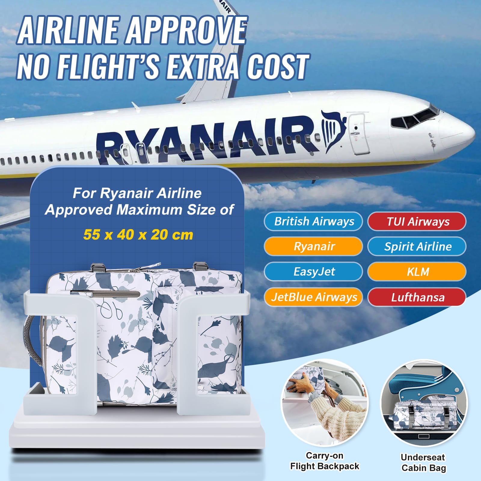 SZLX Borse da Cabina per Easyjet 45x36x20 Zaino da Viaggio Donna Ryanair 40x20x25 Bagaglio a Mano con porta usb zaino da viaggio aereo bagaglio a mano zaino per laptop Casual Daypack