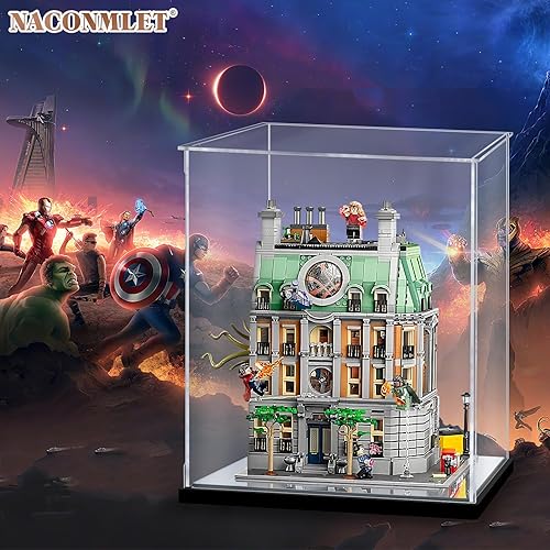 Miniatura 6 de Naconmlet Vitrina de acrílico transparente a prueba de polvo para Lego SetLego Sanctum 76218, caja de exhibición para exhibición, soporte de