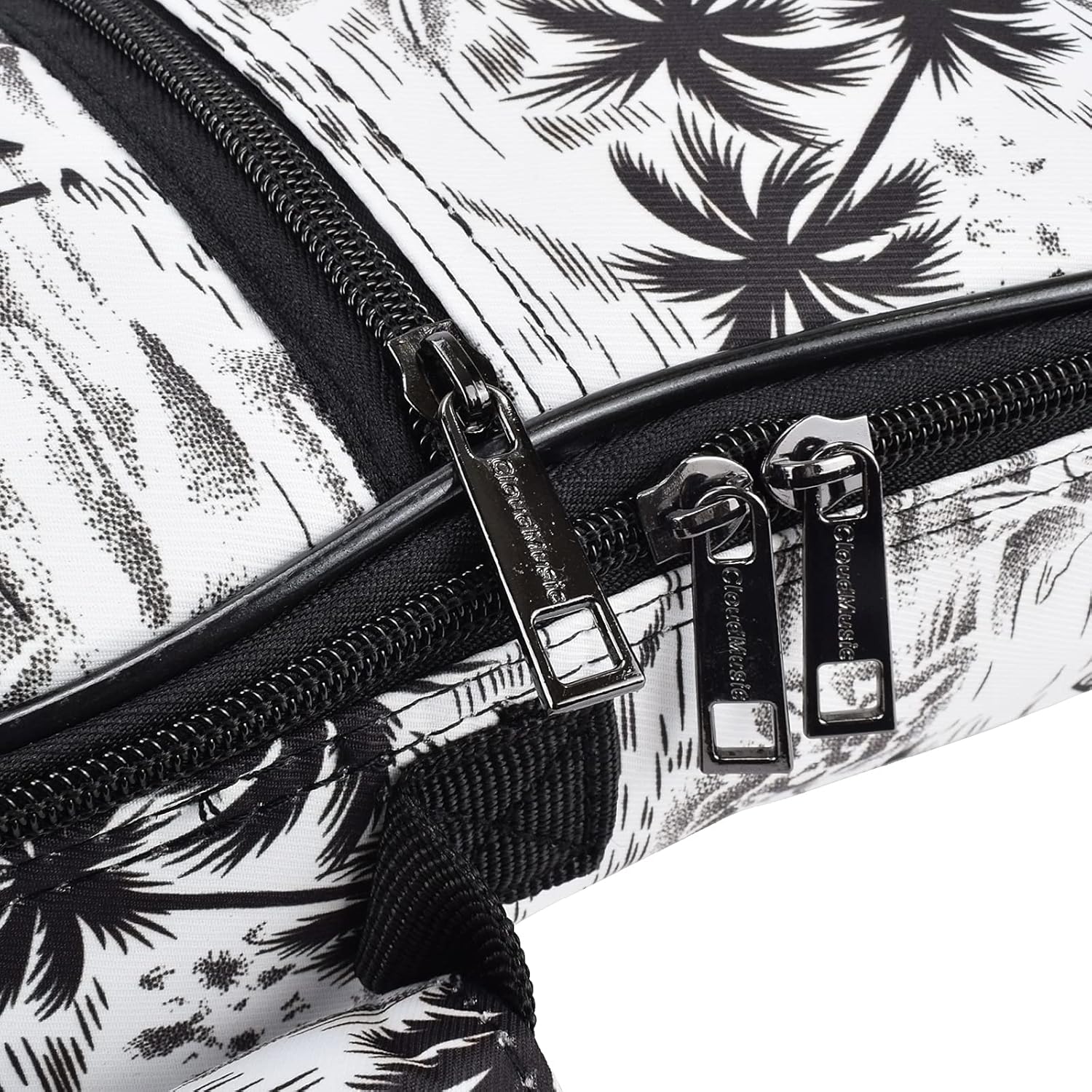 CLOUDMUSIC Ukulele Case Gig Bag Padded Backpack For Soprano 21" Inch(soprano, Hawaii Coconut Pattern Black and White)