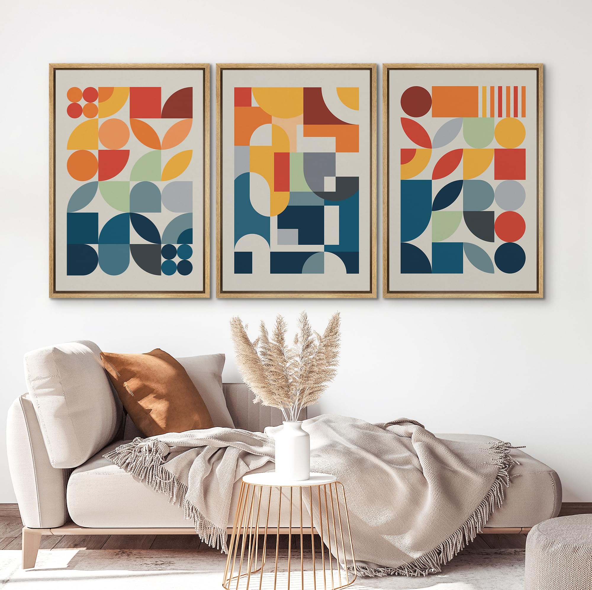 Modern art セット Amazon.com: NWT Framed Canvas Print Wall Art Set Mid-Century