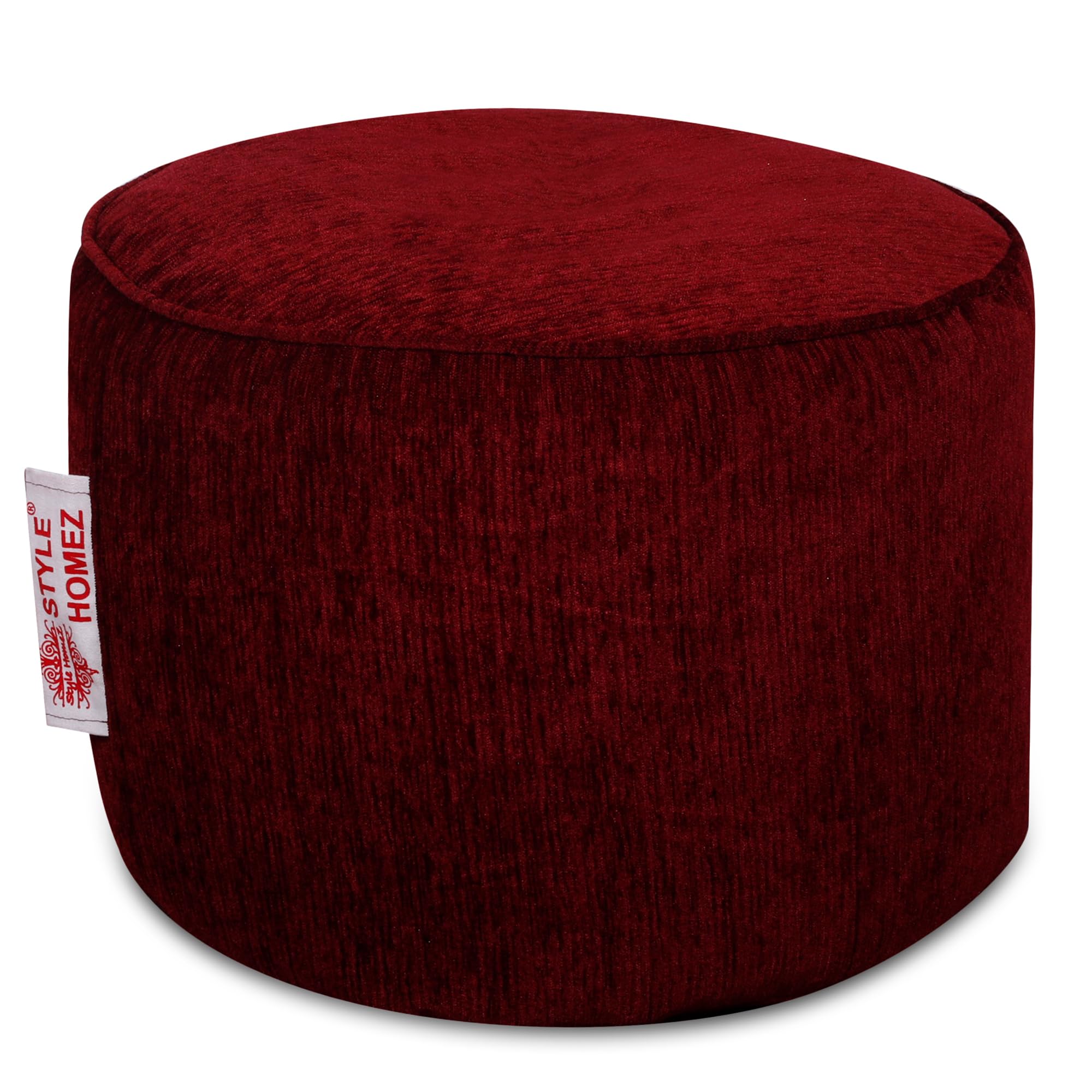 Style Homez Haut Collection, Round Poof Bean Bag Ottoman Stool Large Size Maroon Color Premium Velvet Fabric, Cover Only-image-32