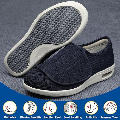 Miniatura 4 de Zapatos para diabéticos elegantes para mujer, cierre ajustable, ligeros, transpirables, hinchados, para caminar, edema, para hombre, 7.5mujer 9