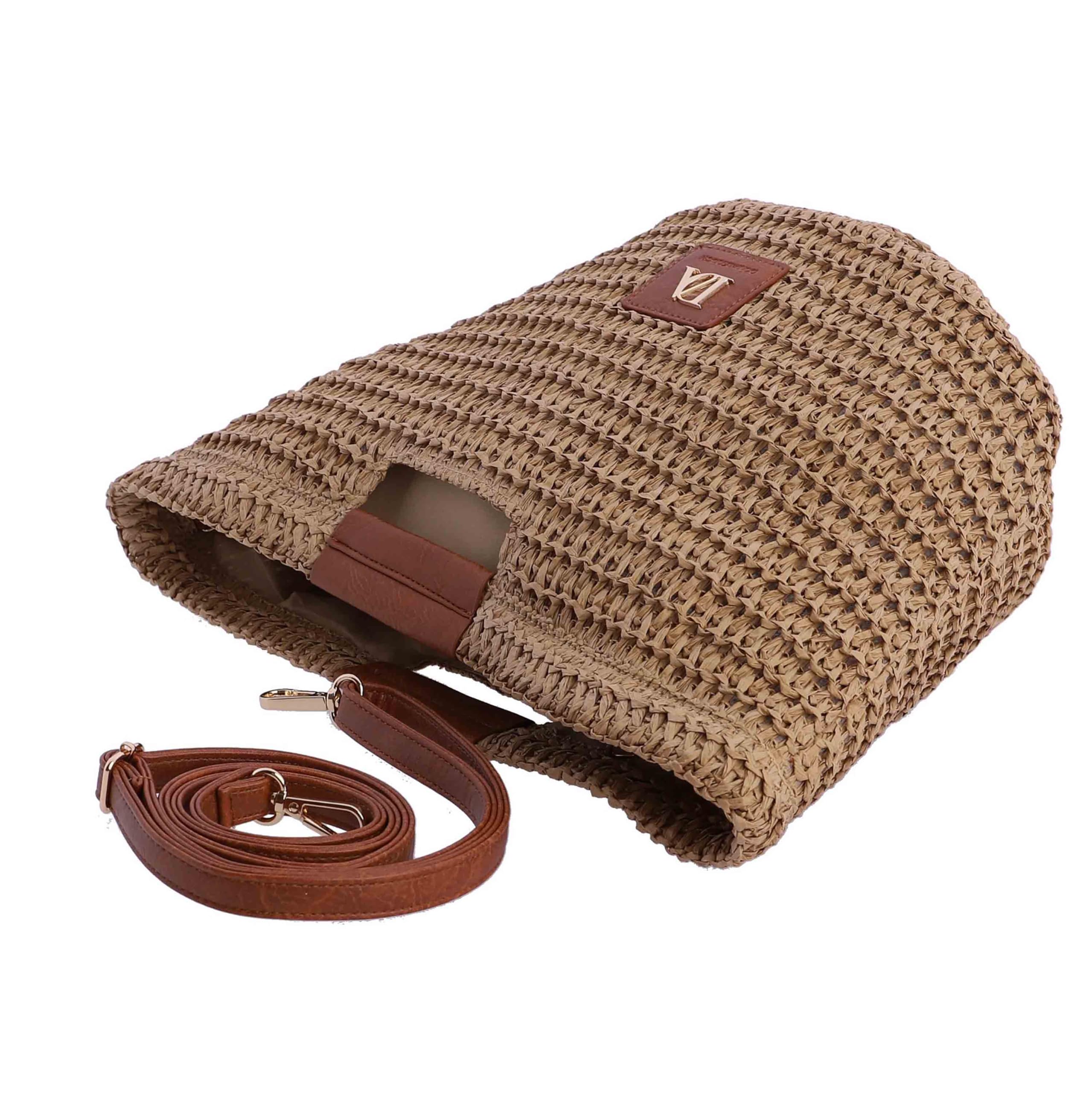 DON ALGODON - Bolso de mano de rafia para mujer - Bolso mano playa mujer - Bolsa playa para mujer Silene