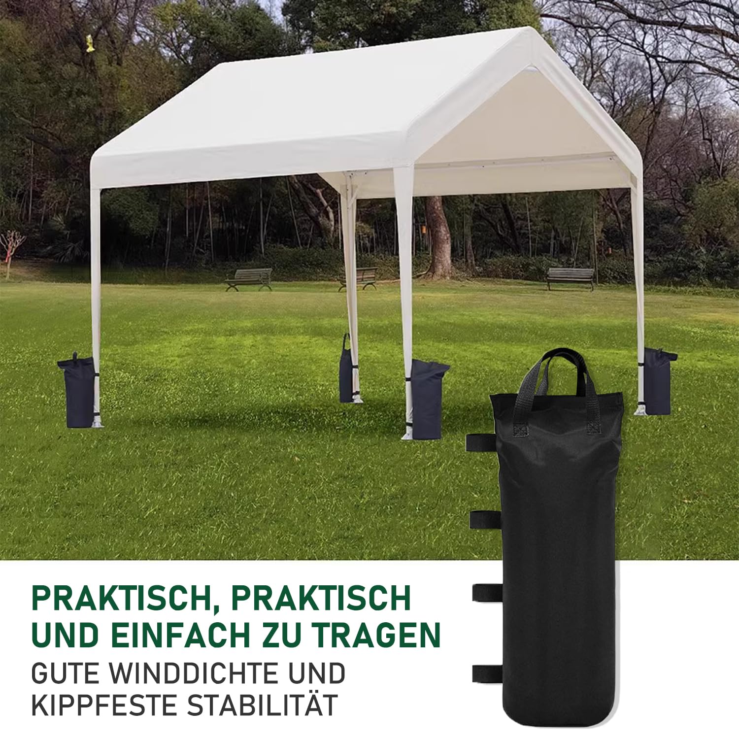 6 Stück Pavillon Gewichte Sandsack - 800D Oxford Stoff Mit Klettbändern