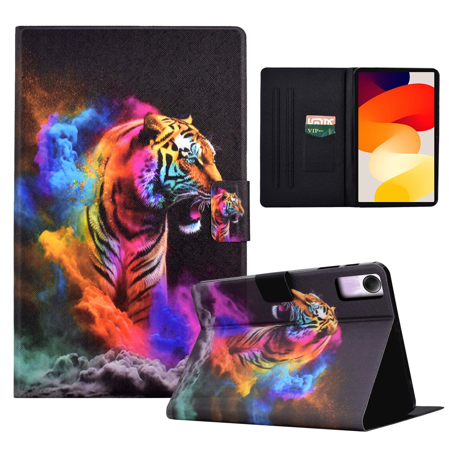 Schutzhülle Mit Ständerfunktion Für Xiaomi Redmi Pad SE 11 Zoll - PU Leder, Mit Kartenfach & Magnetschluss