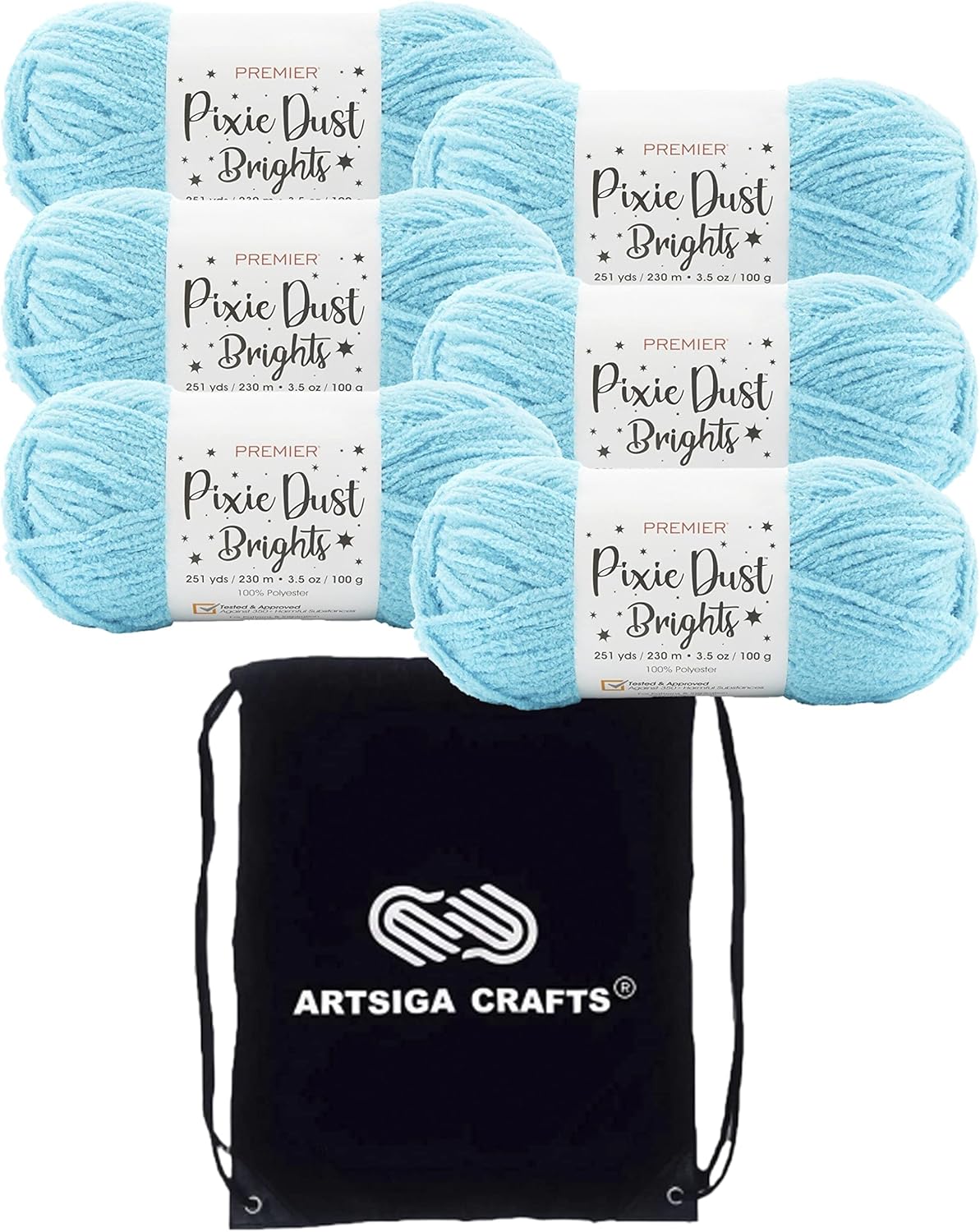 Premier Yarns Pixie Dust Brights Pink Punch 2096-07 (6-Skeins - Same Dye Lot) Worsted Medium #4 Polyester Yarn for Crocheting and Knitting with Project Bag