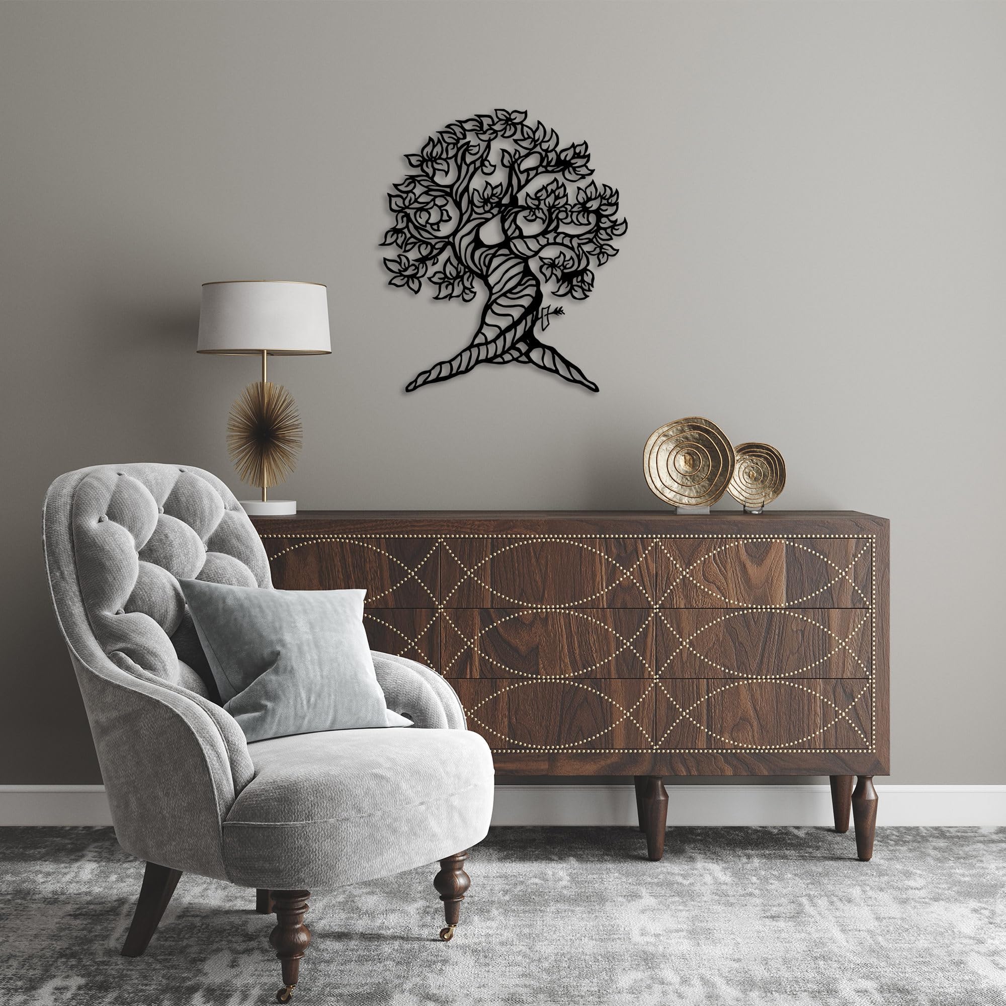 Stylish Black Decorative Metal Wall Accessory, 62 x 70 cm, 100% Metal, 1.5 mm Thickness, Perfect for Modern Home Decor & Unique Wall Art