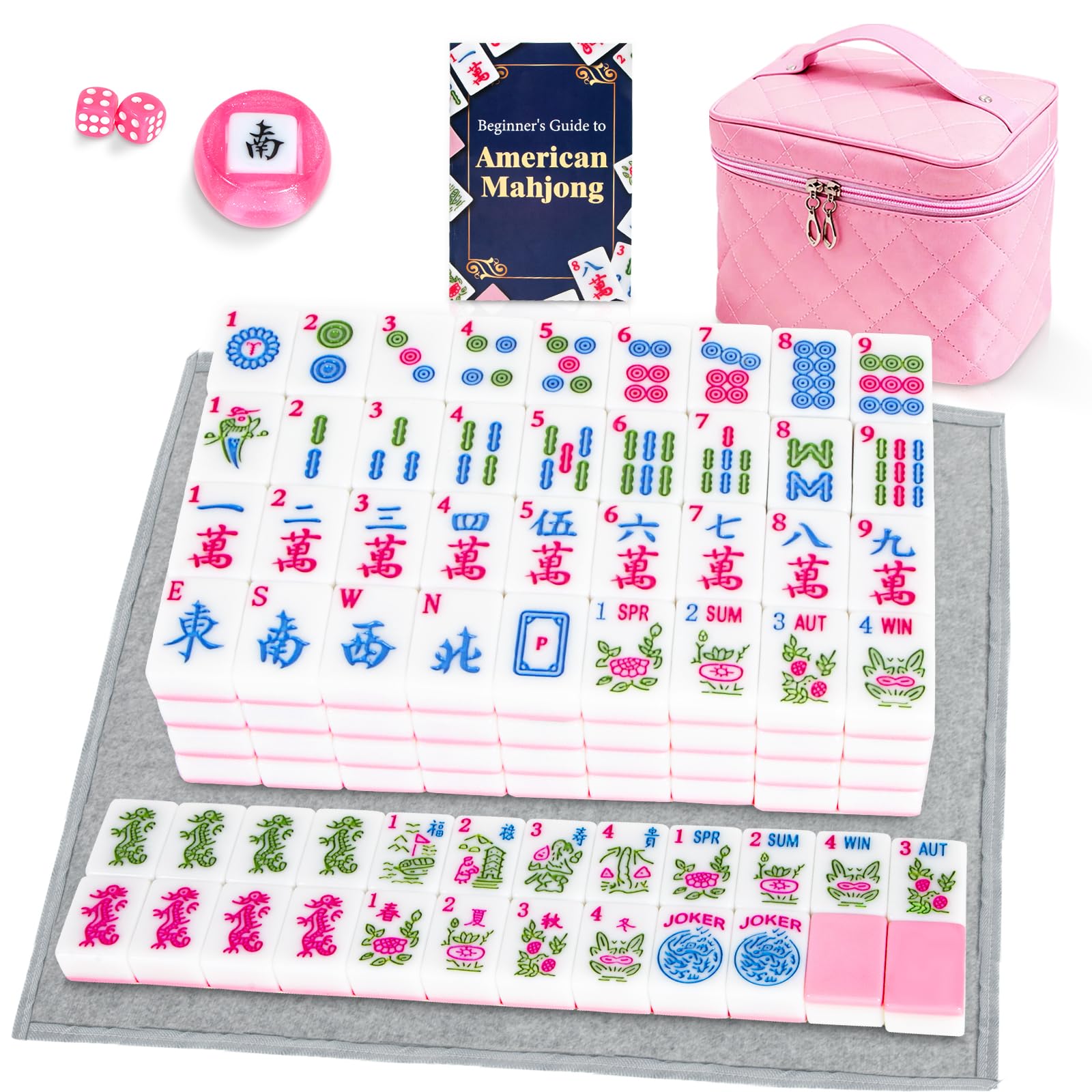 Photo 1 of TBMax American Mahjong Set - 166 Pink Tiles, Mat, Bag