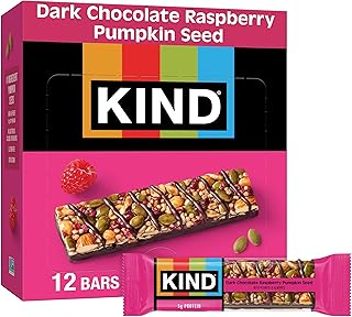 KIND Seeds Fruit & Nuts Snack Bar, Dark Chocolate Raspberry Pumpkin Seed | 5g Protein, High Fiber, Gluten Free Bars, 1.4 OZ, 12 Count