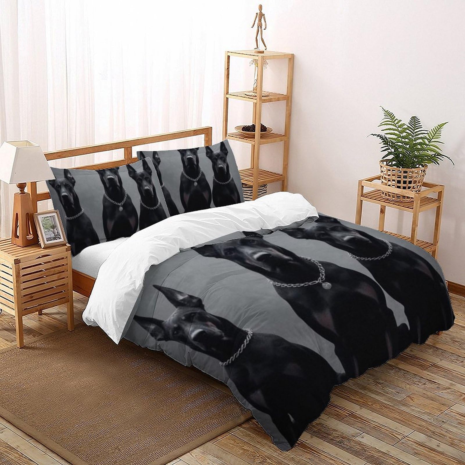 Parure de lit chien de chasse 200x200 imprimé 3D en microfibre premium