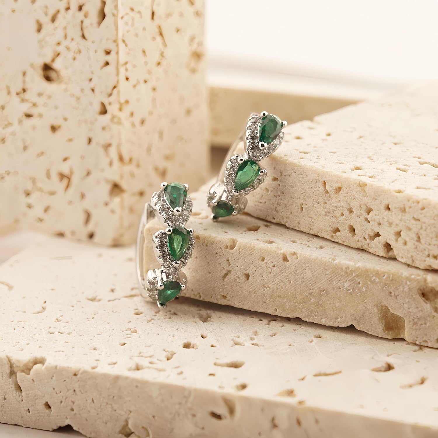 925 Silver plating Hoop Earrings for Women,Trendy Heart Cubic Zircon Huggies Earring Gifts for Women, Hypoallergenic Silver Hoop Earrings Jewelry Gift - Image 3