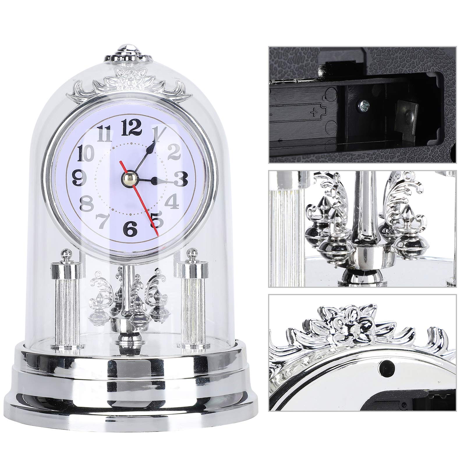 Orologi da camino, silenzioso orologio da tavolo europeo senza ticchettio retrò orologi da scrivania alimentato a batteria silenzioso orologio da tavolo antico per soggiorno, ufficio casa
