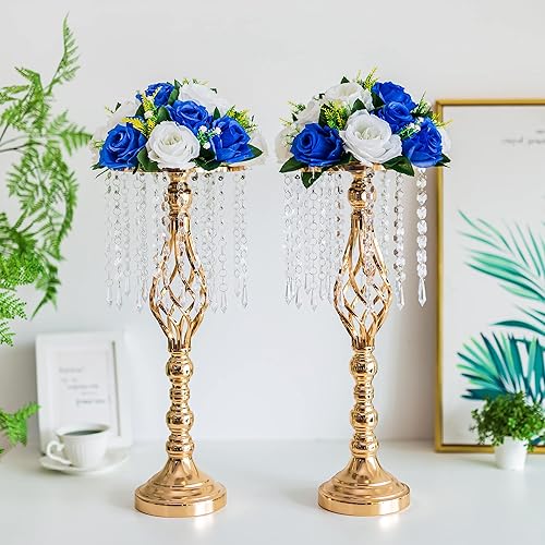 Miniatura 4 de Centros de mesa de flores para mesas de boda decoraciones de mesa de boda, bolas de flores blancas y azules reales, centros de mesa para compromiso,