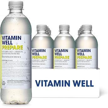 Vitamin Well Vitamin Water with Flavor Vitamin B12 Biotin Magnesium Zinc Functional and Low Calorie Drink Enriched with Functional Ingredients 12 x 500 ml Prepare