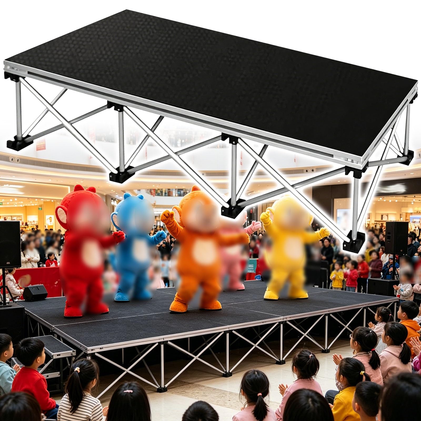 Escenario Modular Reforzado para Grandes espectáculos | Para bodas/exposiciones/conciertos en vivo/servicios religiosos, Montaje rápido(Rectangle,40cm/15.7″)