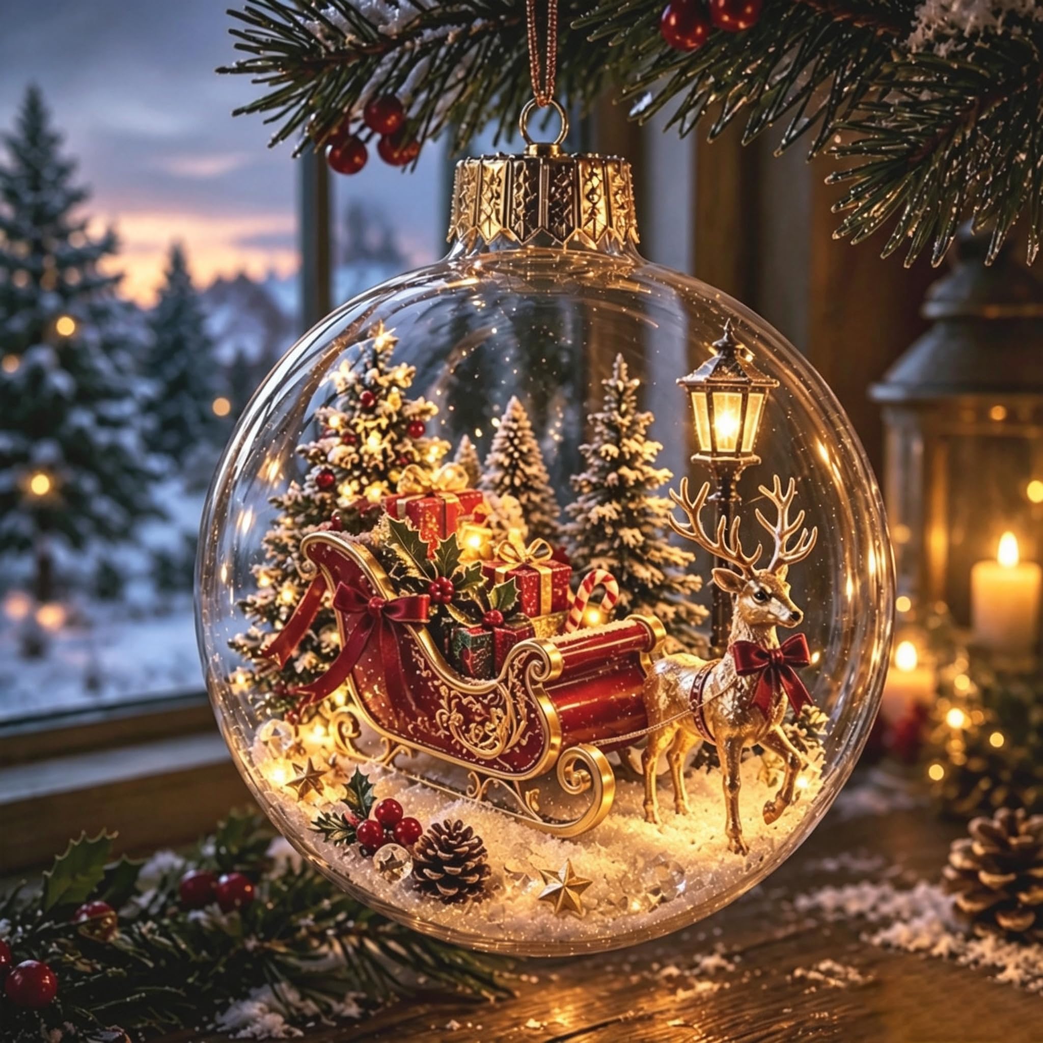 Glowing Christmas Story LED Light-Up Xmas Scene Hanging Ornament (M)