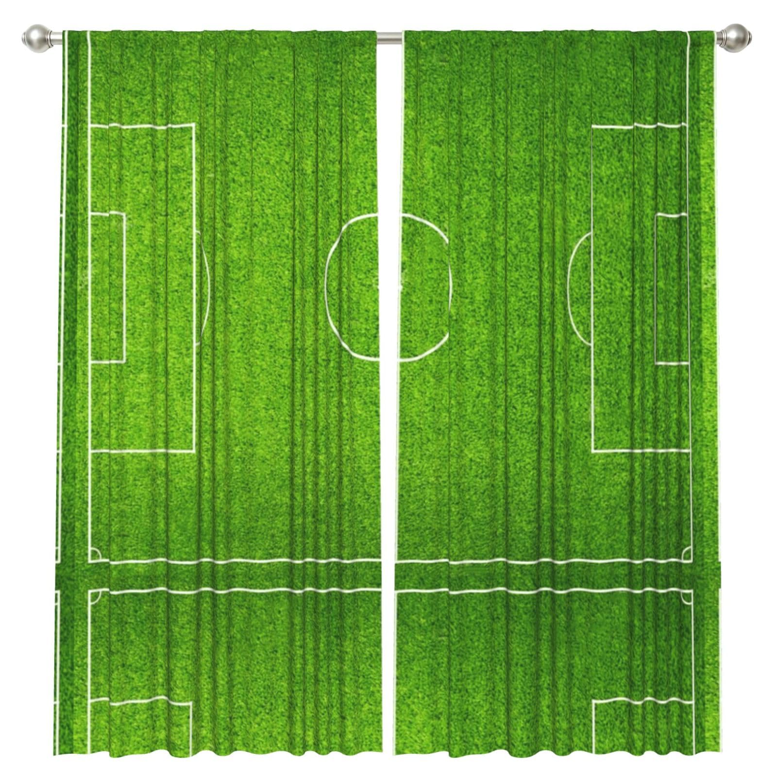 InOmak Green Football Stadium Field, 2 Panels Window Curtains 52 x 84 Inch Blackout Curtains for Living Room Bedroom