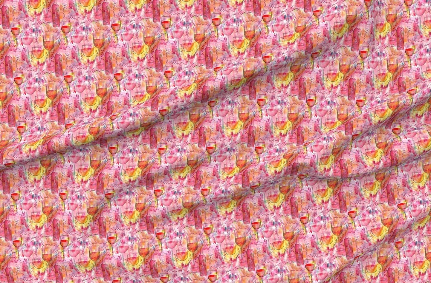 Spoonflower Fabric - Drink Wine Watercolor Alcohol Printed on Minky Fabric by The Yard - Sewing Baby Blankets Quilt Backing Plush