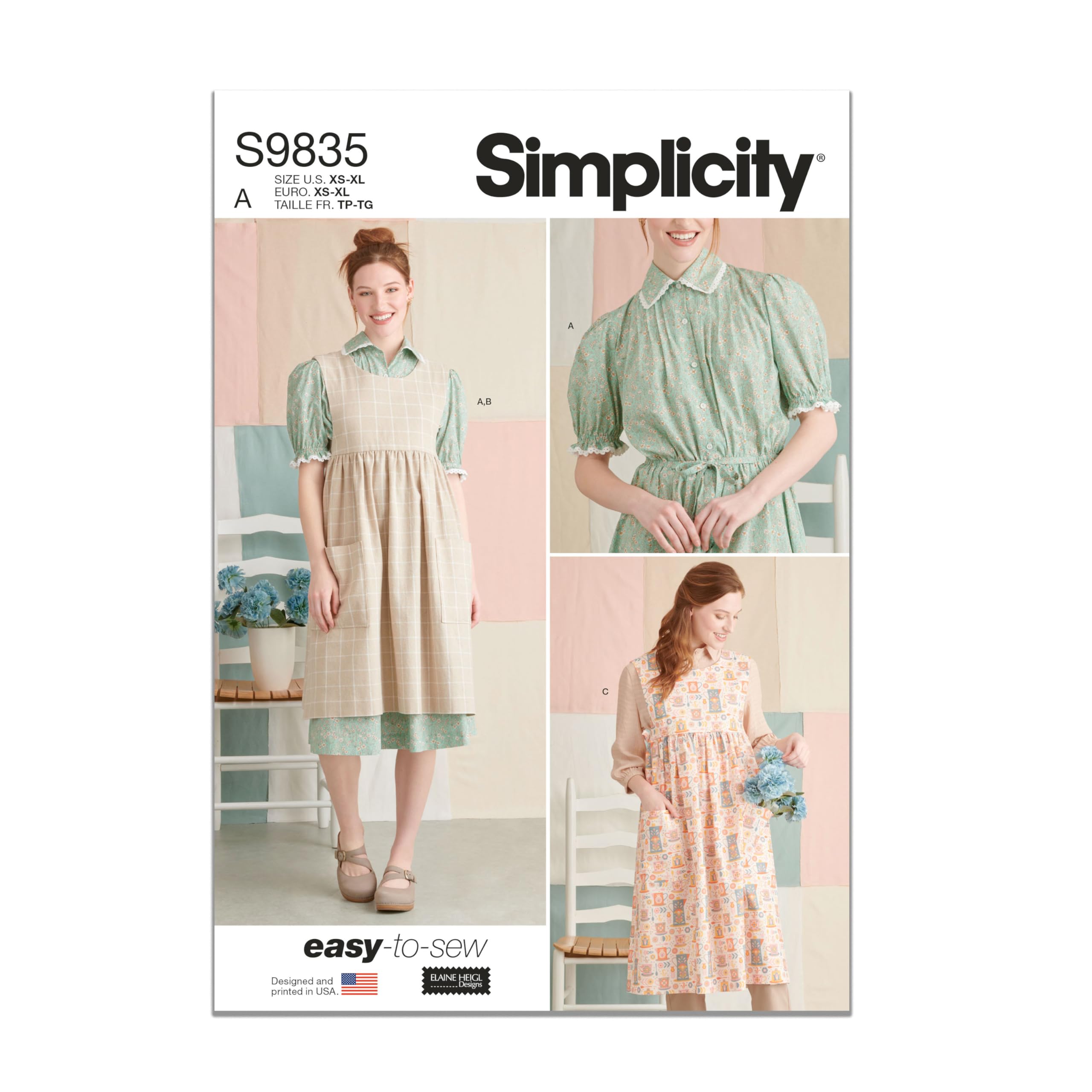 Simplicity Misses' Pullover Dress and Pinafore Apron Sewing