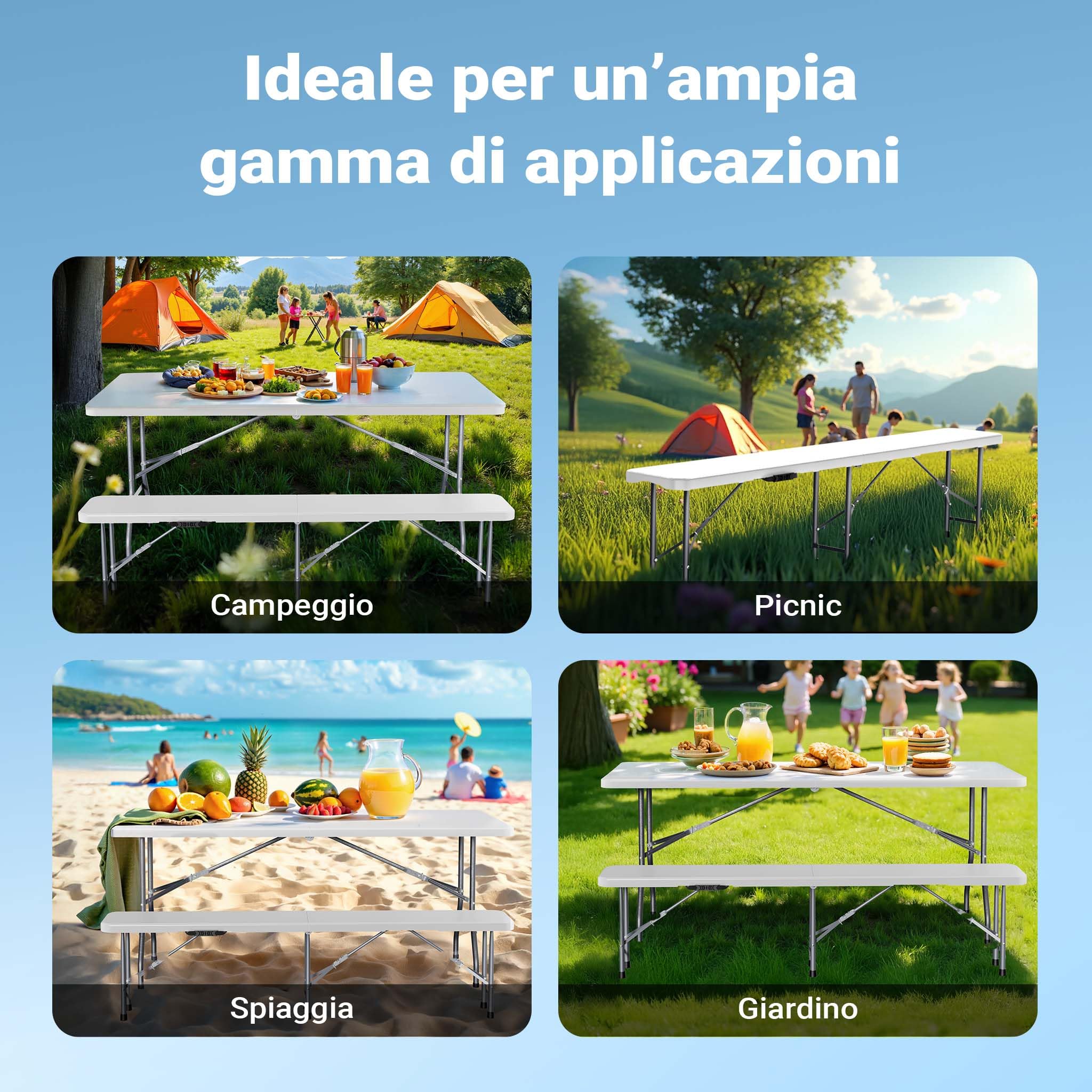 Wiltec Panca da campeggio ripiegabile Panchina da giardino richiudibile