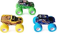 Vista 3 de Monster Jam, Ground Shaker - Paquete de 3 unidades (Grave Digger, El Toro Loco y Blue Thunder), vehículos fundidos a escala 1:64