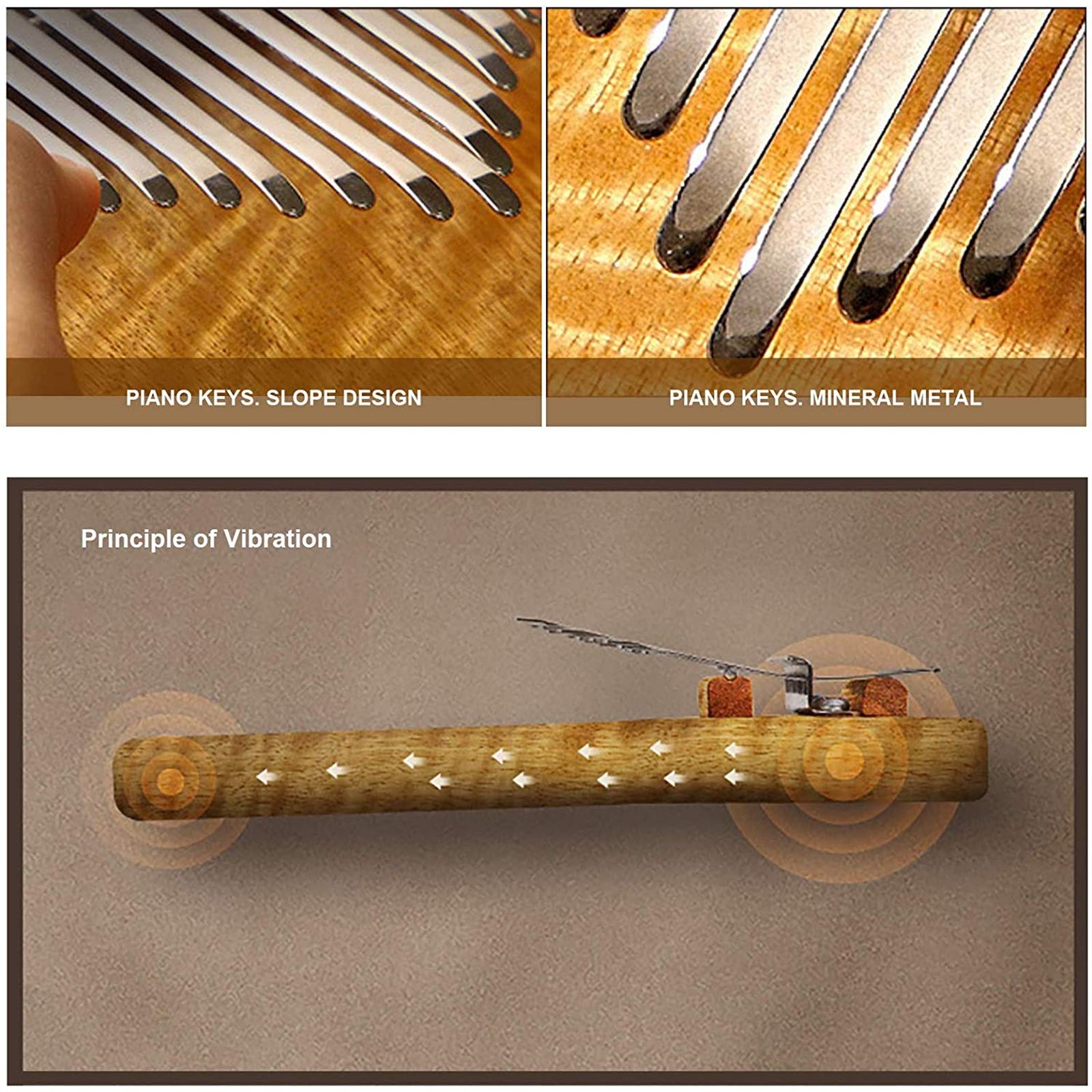 Kalimba Thumb Piano 17/21 Teclas, Exclusivo Piano de Madera con Sombra Dorada (trae Aroma) con Pastilla, Martillo de afinación, Caja, cancionero, Regalo para niños Adultos Principiantes