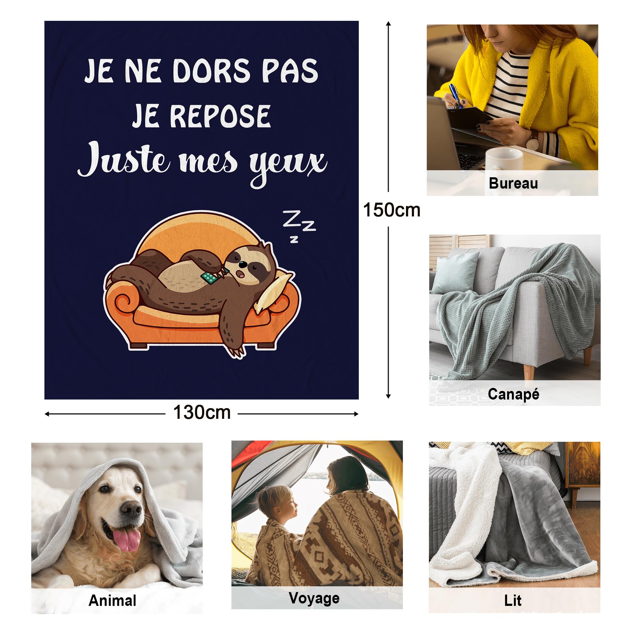 Yesbird Cadeau Original pour Mari, Papa, Grand-Père - Couverture Humour Fête des Pères, Noël, Saint-Valentin - 130x150CM