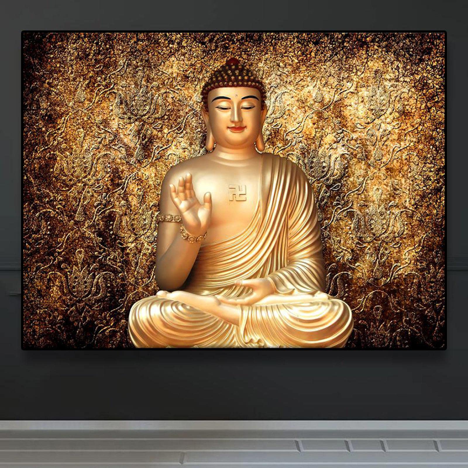 Amazon.co.jp: ゴールデン釈迦仏如来像壁画キャンバス絵画