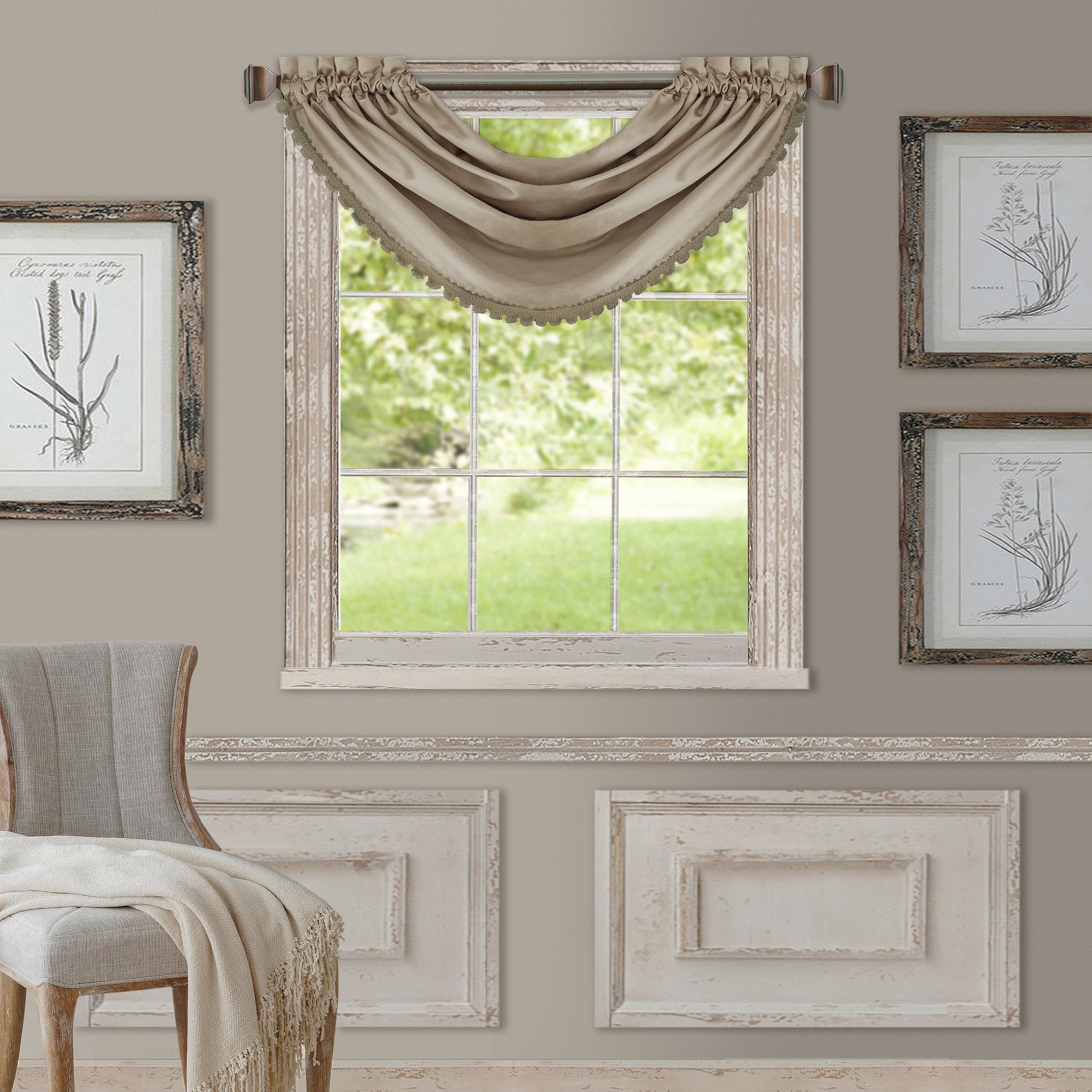 Elrene Cantonnière pour fenêtre Toutes Saisons - Occultant pour Chambre à Coucher ou Salon avec Passe-Tringle - 132,1 x 91,4 cm - Taupe - 1 Tour de lit