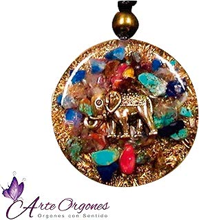 Collar de orgonita, siete chackras, elefante de abundancia y prosperidad.