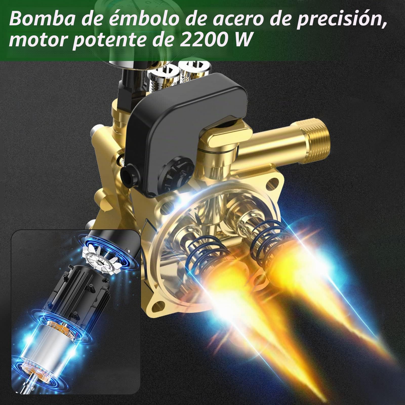 Hidrolimpiadora de Alta Presion, Hidrolavadora Profesional de 180bar, 6,5 l/min 2200W con Tubería de Entrada de Agua de 2 m, Tubería de Salida y Accesorios, para el Hogar/Automóvil/Patio