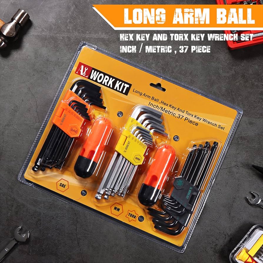 HORUSDY Allen Wrench Set, Hex Key Set Long Arm Ball End Hex Wrench Set
