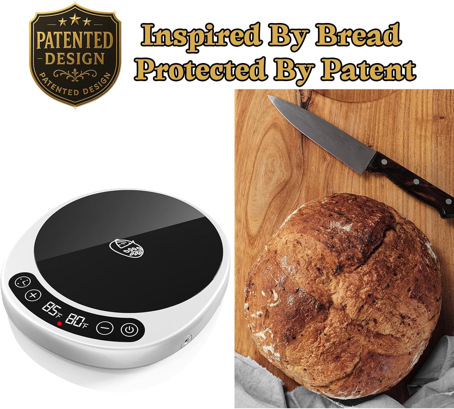 Pro 2026 Larger Sourdough Starter And Dough Warmer– Upgraded with Real-Time Dough Probe, Dual-Temp Display, 70-110°F Precision Control, 24H Timer Game Changer For Home Bakers White Wood - Image 3