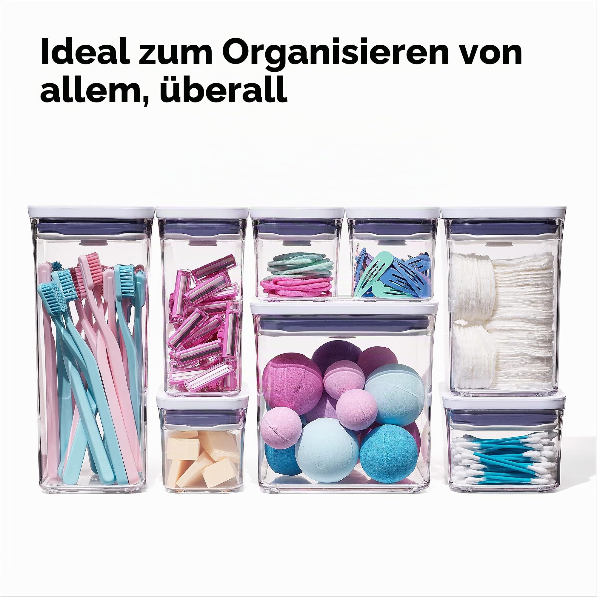 OXO 11236000 Good Grips Behälter-Set, teilig 10 Stück Pop, Kunststoff, weiß