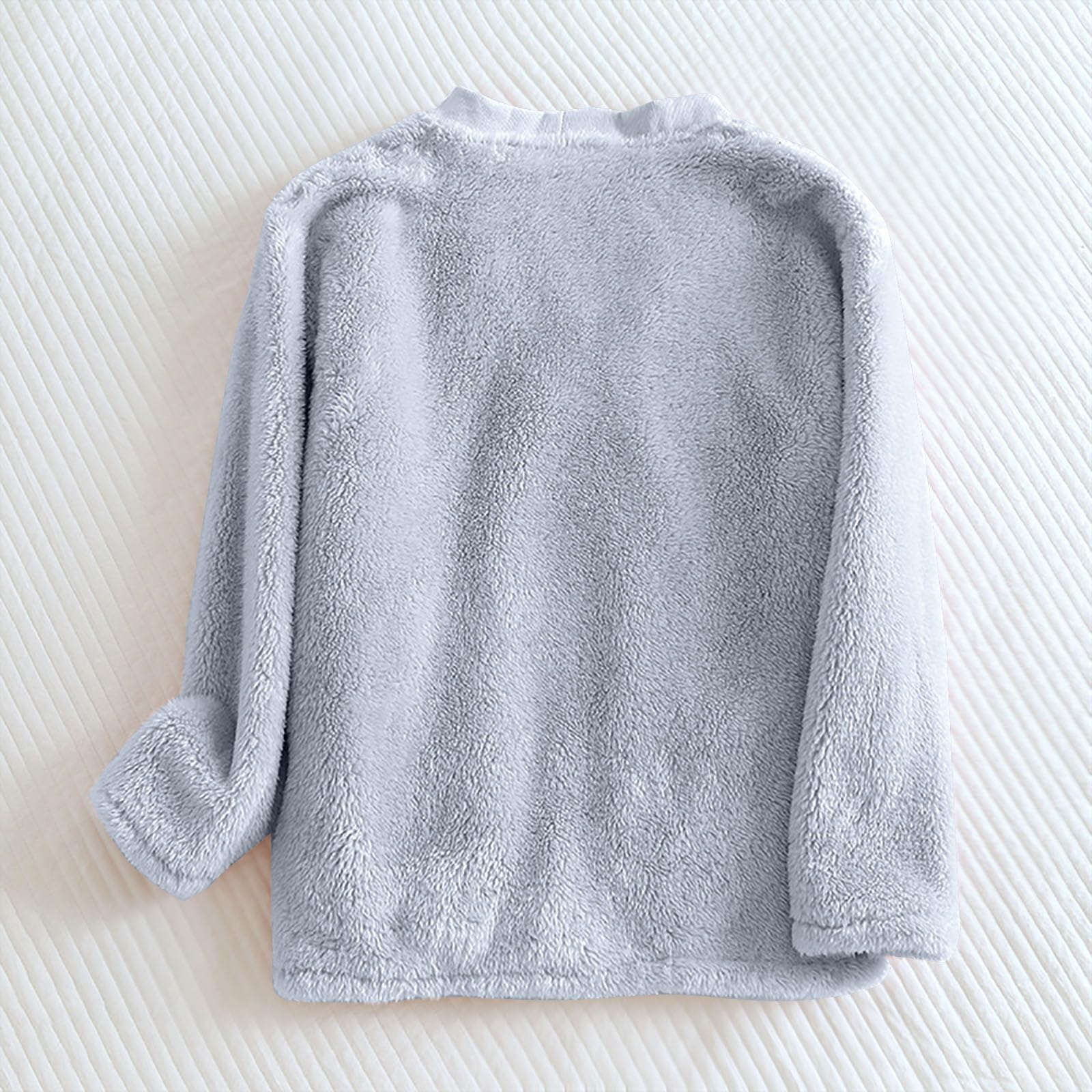 Veste Polaire Femme Manteau D'Intérieur En Peluche Épaissir Manteau Femme Hiver Chaud Boutons Hauts De Pyjama Col En V Unie Blouson Décontractée Doux Ample Top Cachemire Thermique