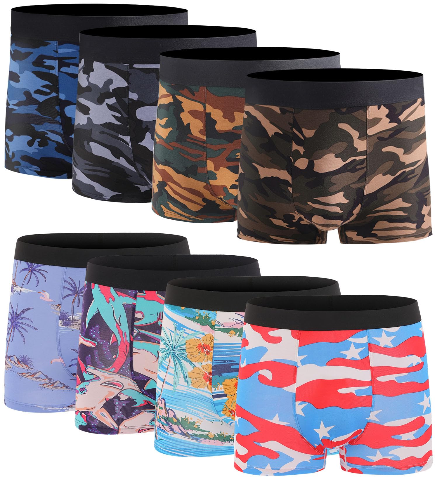 Men's Underwear Boxer Briefs Bamboo Viscose Trunks Soft Comfortable Multipack