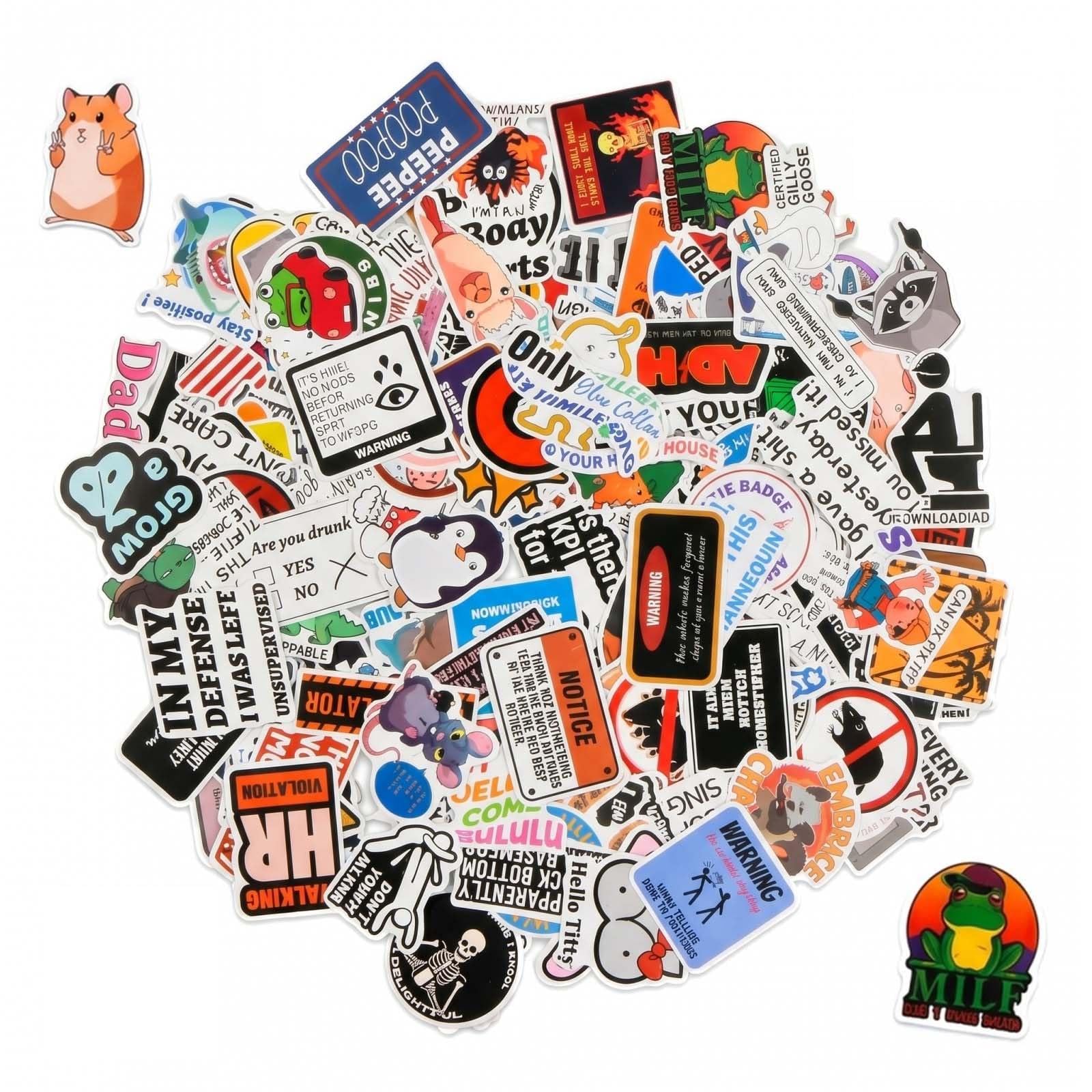 200 Pcs Funny Stickers for Adults, Waterproof Vinyl Decals for Laptop, Water Bottle, Hard Hats & Scrapbook | Sarcastic Meme Sticker Pack | No Repeats, Easy Removal