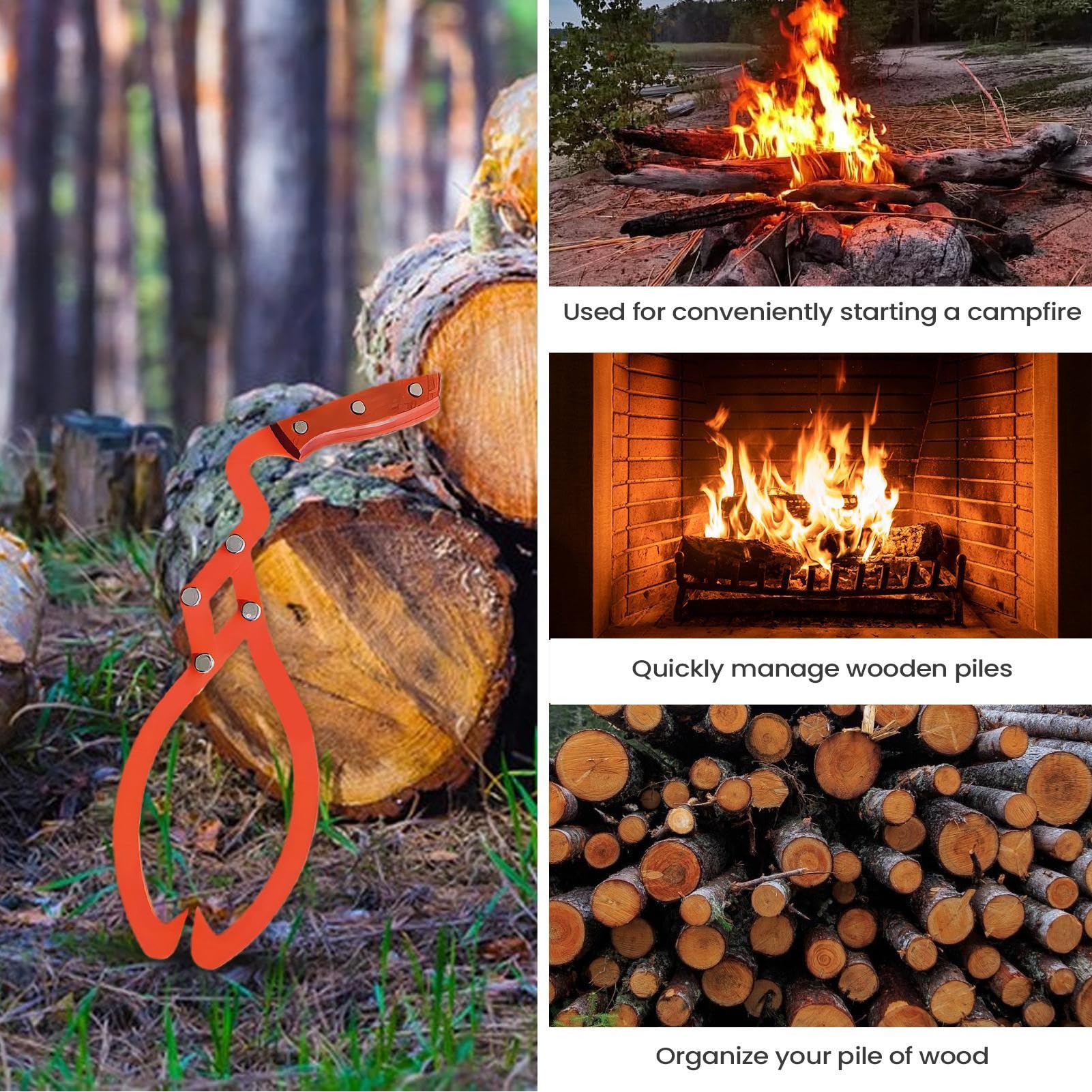 Pinzas de madera – Herramienta de acero inoxidable resistente de 20 pulgadas, pinza de tronco de 2 mandíbulas, para ramas forestales, maderas, camiones, ATV, tractores
