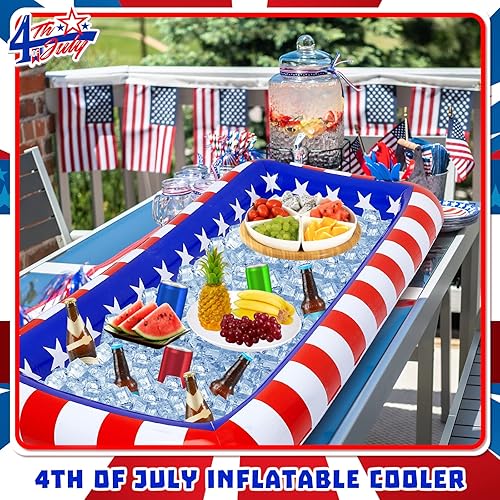 Miniatura 5 de Barras inflables patrióticas para servir hielo, enfriador de bebidas inflables, bandejas para servir ensaladas, divertidas bandejas para bañera de