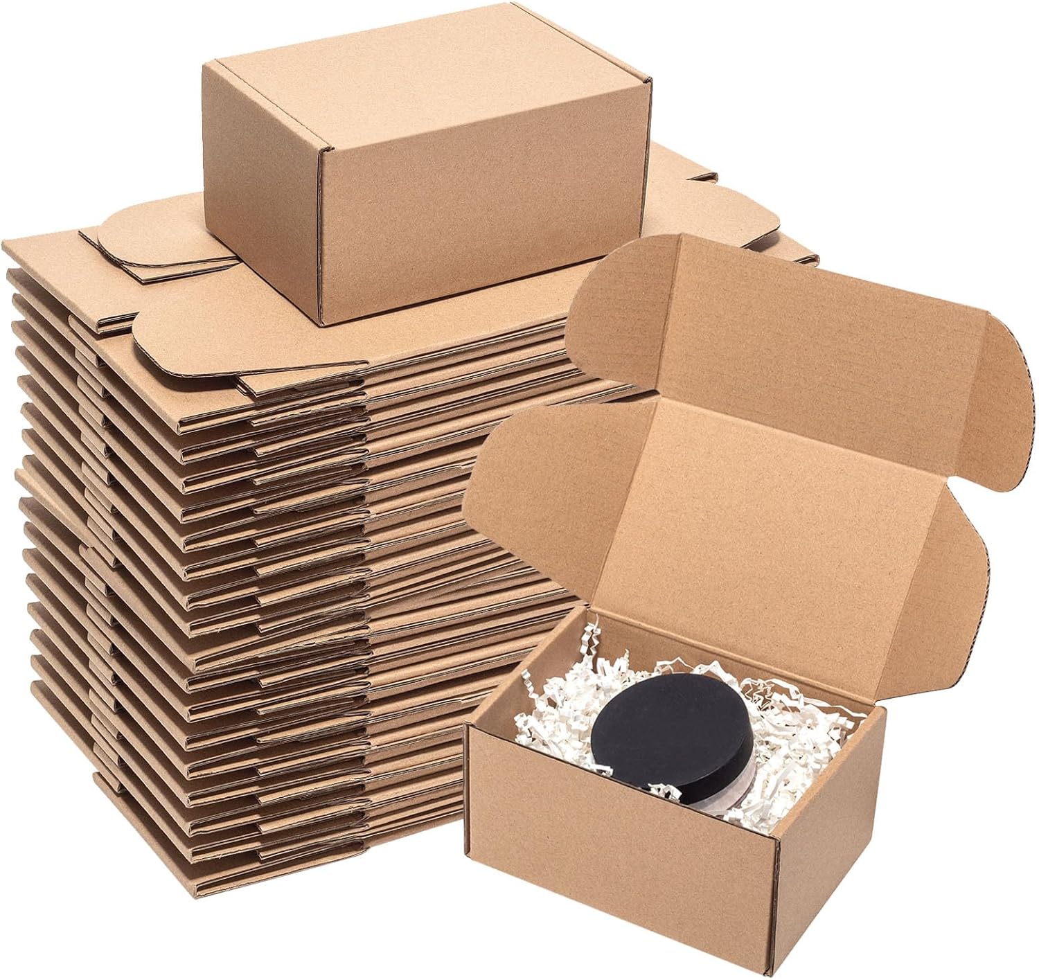 Wowxyz Shipping Boxes 6x4x3" 60 Pack - Brown Kraft Corrugated Cardboard Mailing Box for Small Business, Medium Literature Mailer Packaging Supplies