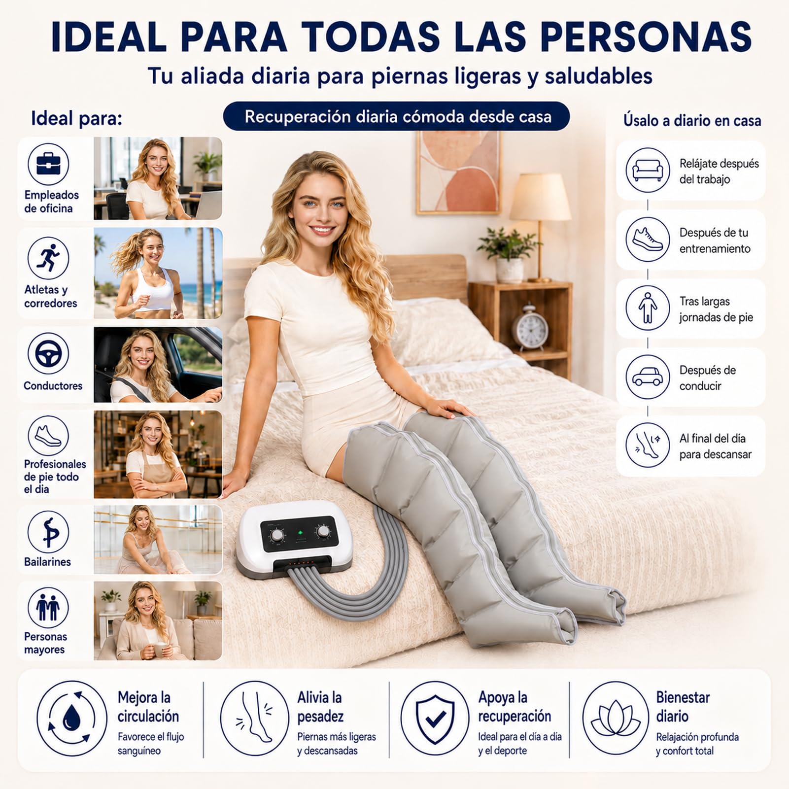 SULQING Botas Presoterapia Piernas Completas para Casa con 6 Camaras,L