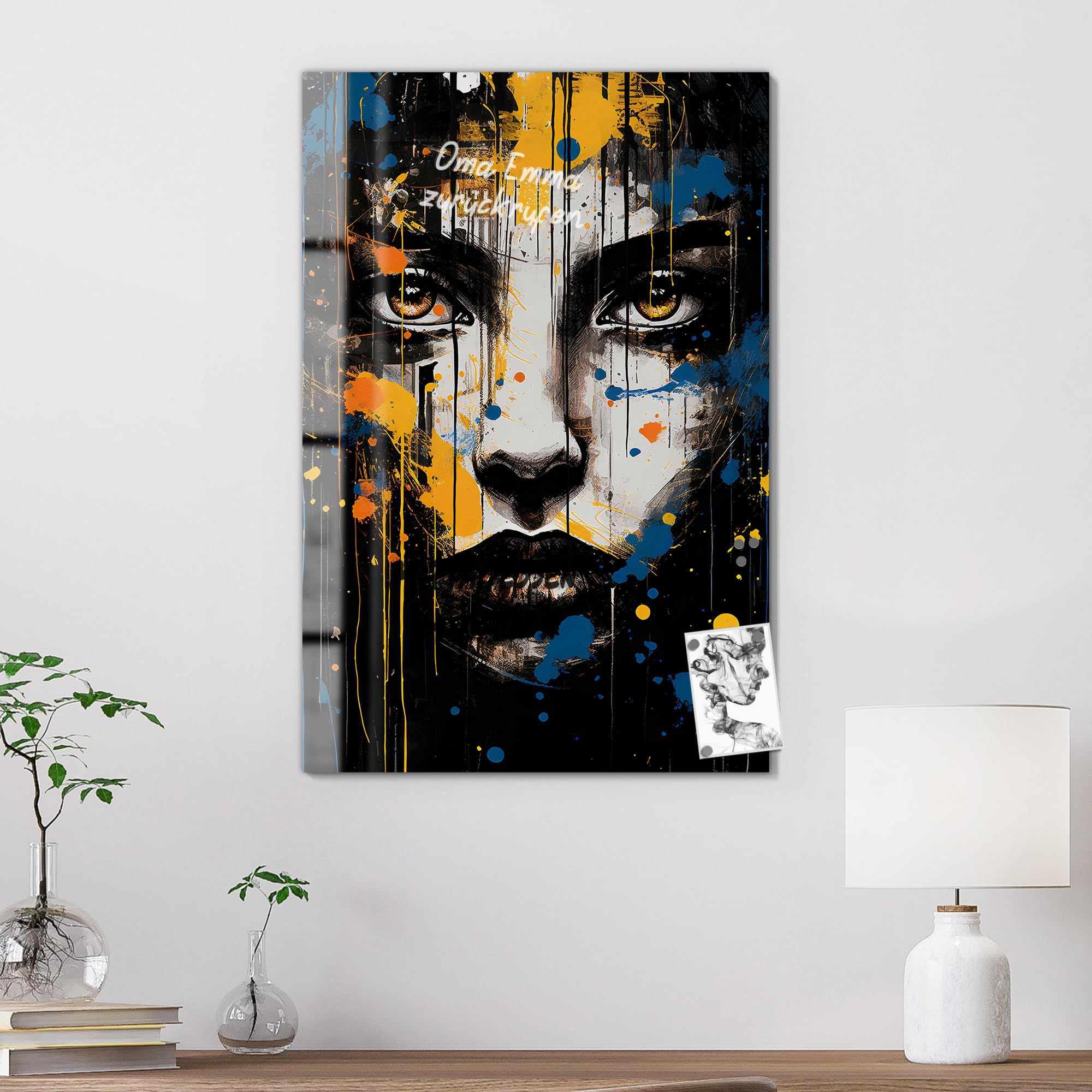 DEQOART Pizarra magnética de cristal, 60 x 90 cm, diseño "Momento de anhelo" | Pizarra magnética con imanes, bolígrafo y paño para cocina y oficina | Pizarra magnética y se puede escribir