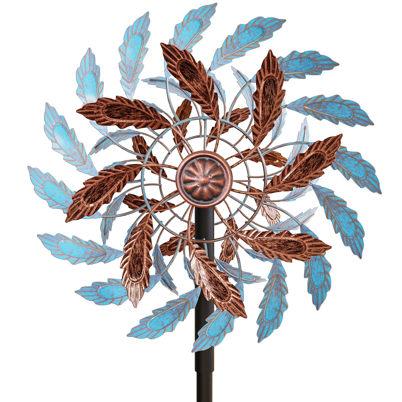 Molinillo de viento de metal para jardín, construcción ligera, escultura de viento, spinner con poste de metal, enchufe para jardín, molino de viento, decoración de jardín para proteger el jardín