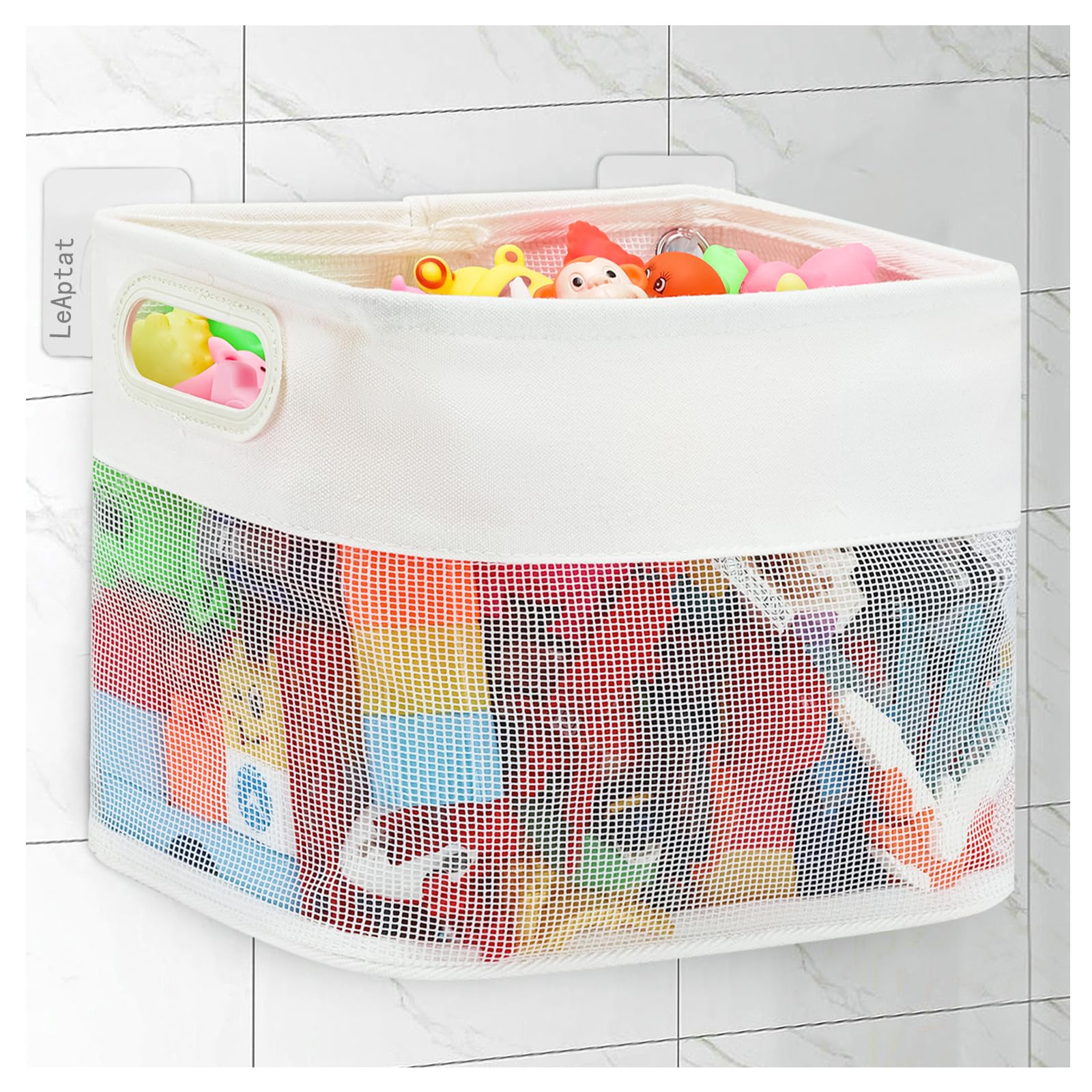 LeAptat Bath Toy Storage Organizer, Large Capacity Bathtub Toy Holder Baby Bath Gift Bath Toy Organizer, Quick Dry Toy Storage for Bathtub Toddlers, Mesh Shower Caddy (1 Pack)