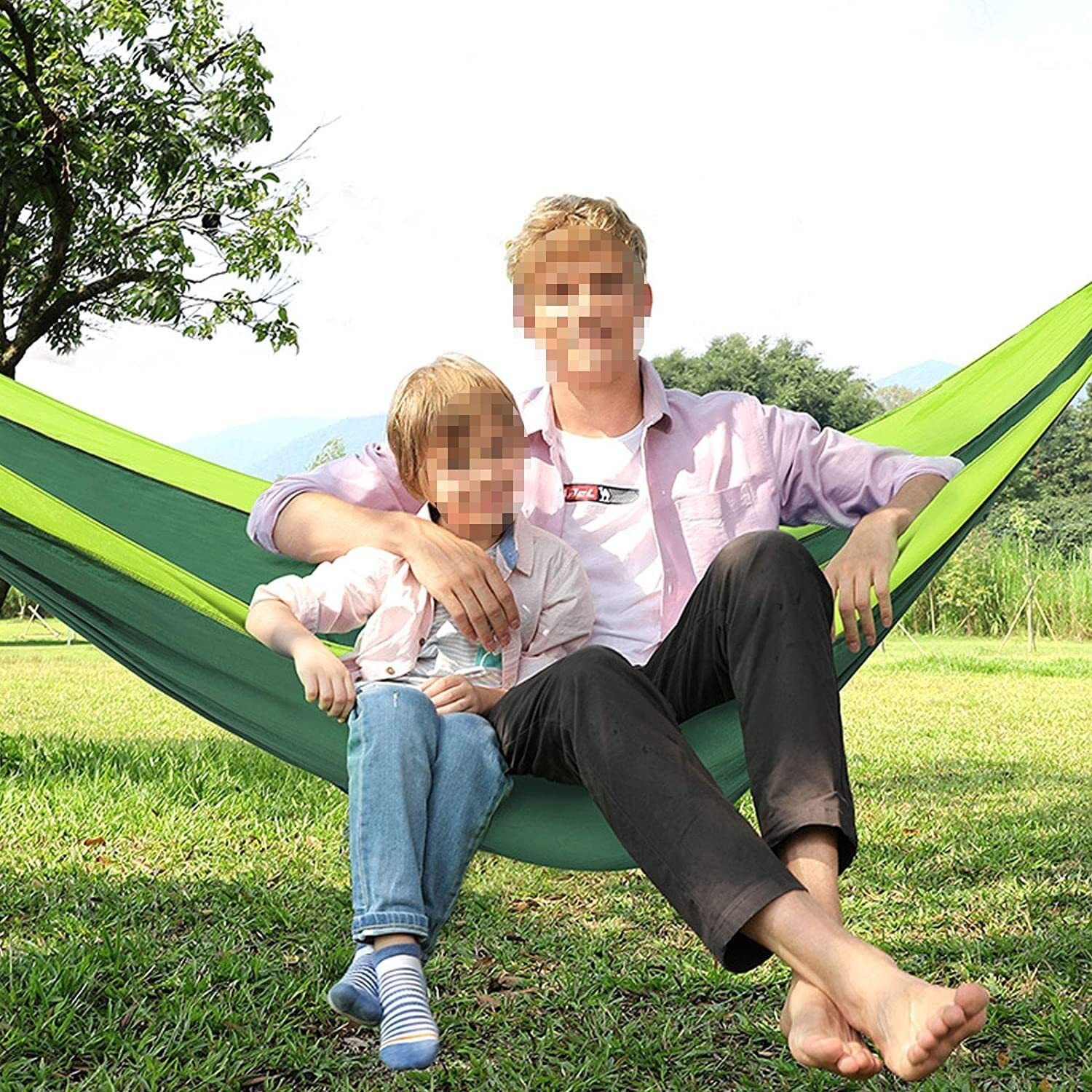 Hamak Ultralekki, Hammock Przenośny Fotel Bujany Hamakowy Lekka Tkanina Nylonowa Łatwy W Montażu Z Paskami Na Lato Camping Travel Garden na Kemping, na Zewnątrz(A-Gray)