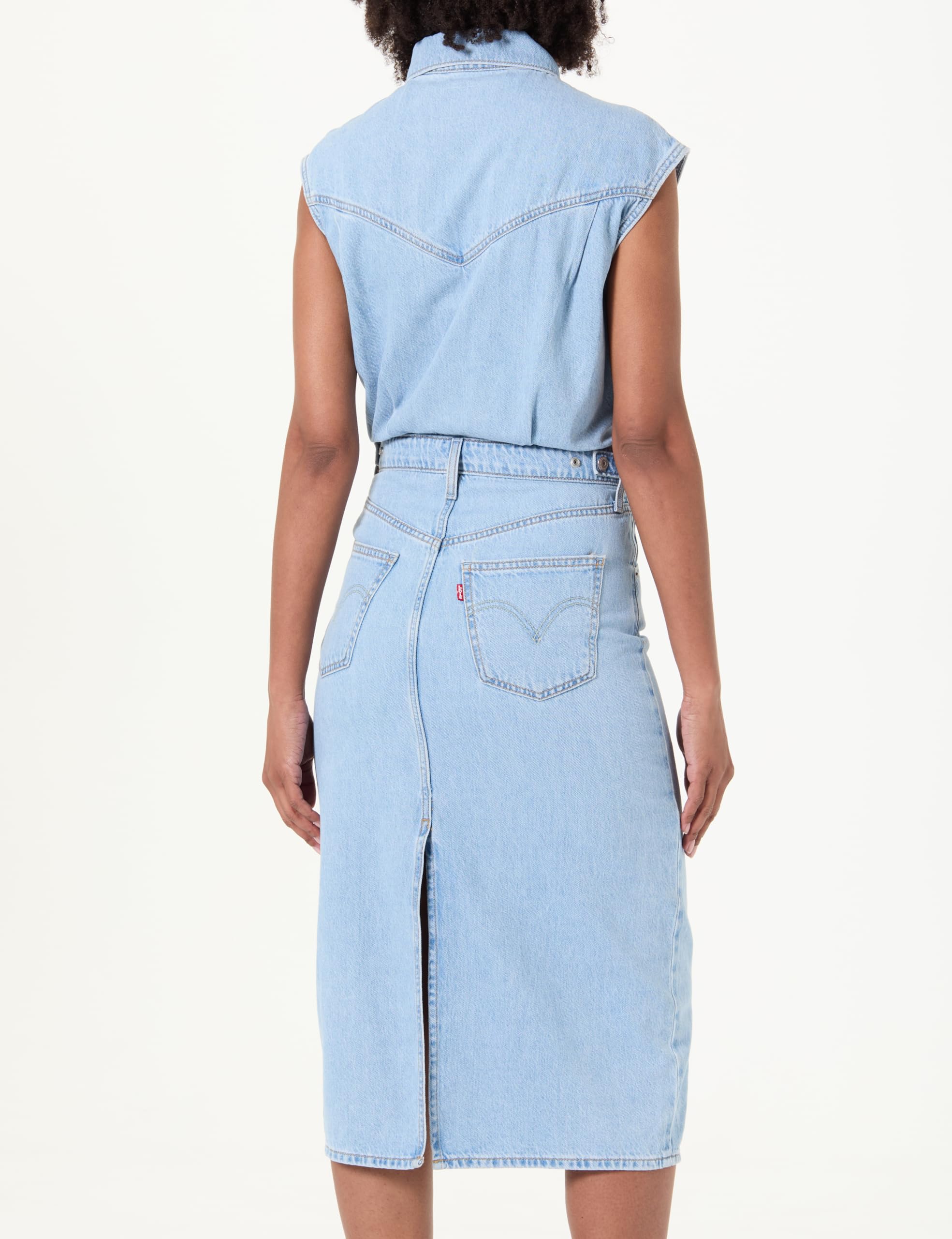 Levi's Vestido de Mujer Iconic sin Mangas Vestido Casual, Envuelto en Azul, XS