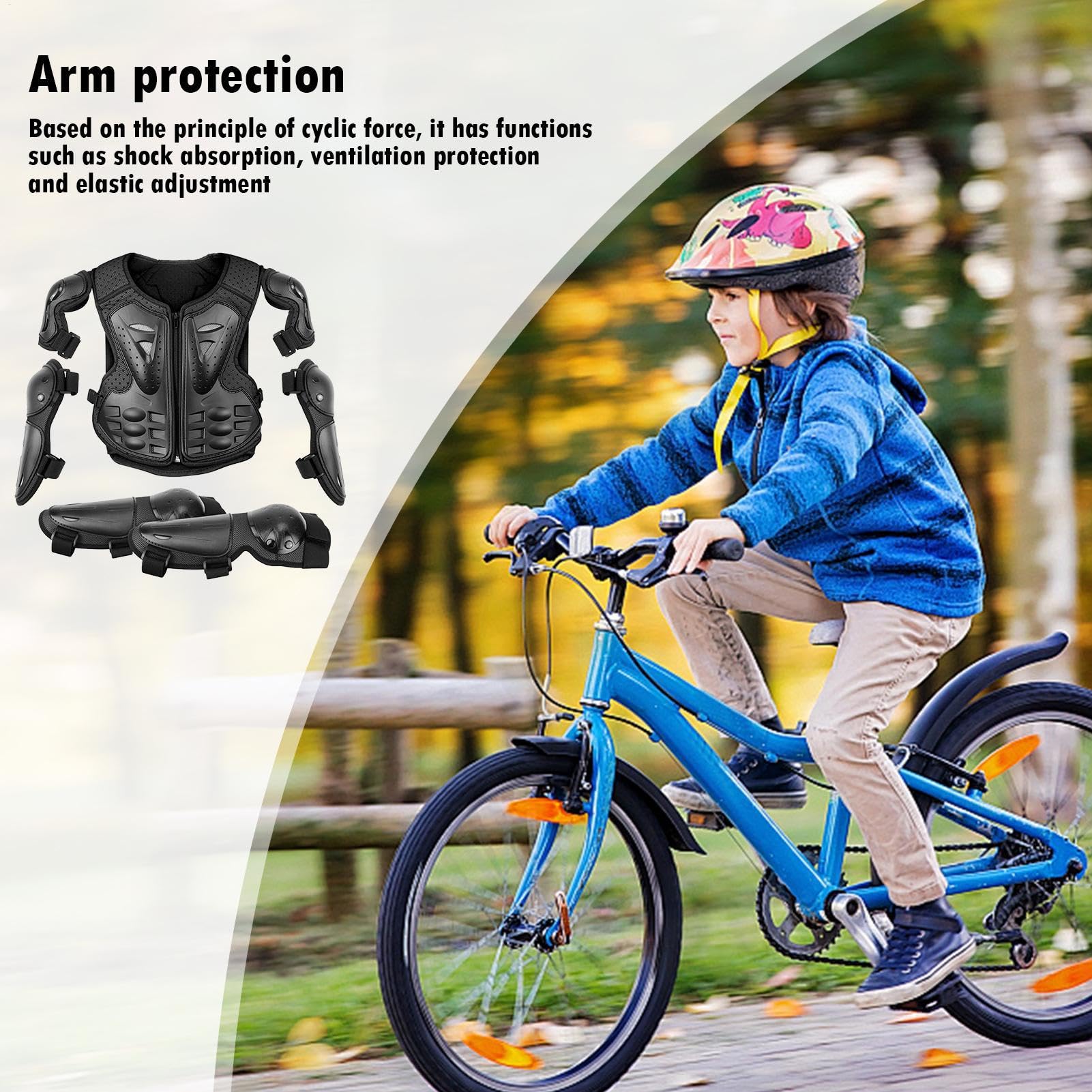Brustschutz für Kinder Motocross - Körperschutz für Kinder Motorrad, Schmutzfahrrad-Ausrüstung | Kinderarmanzug mit Knie-Ellenbogen Arm- und Schulterschutz Sicherheitsausrüstung für