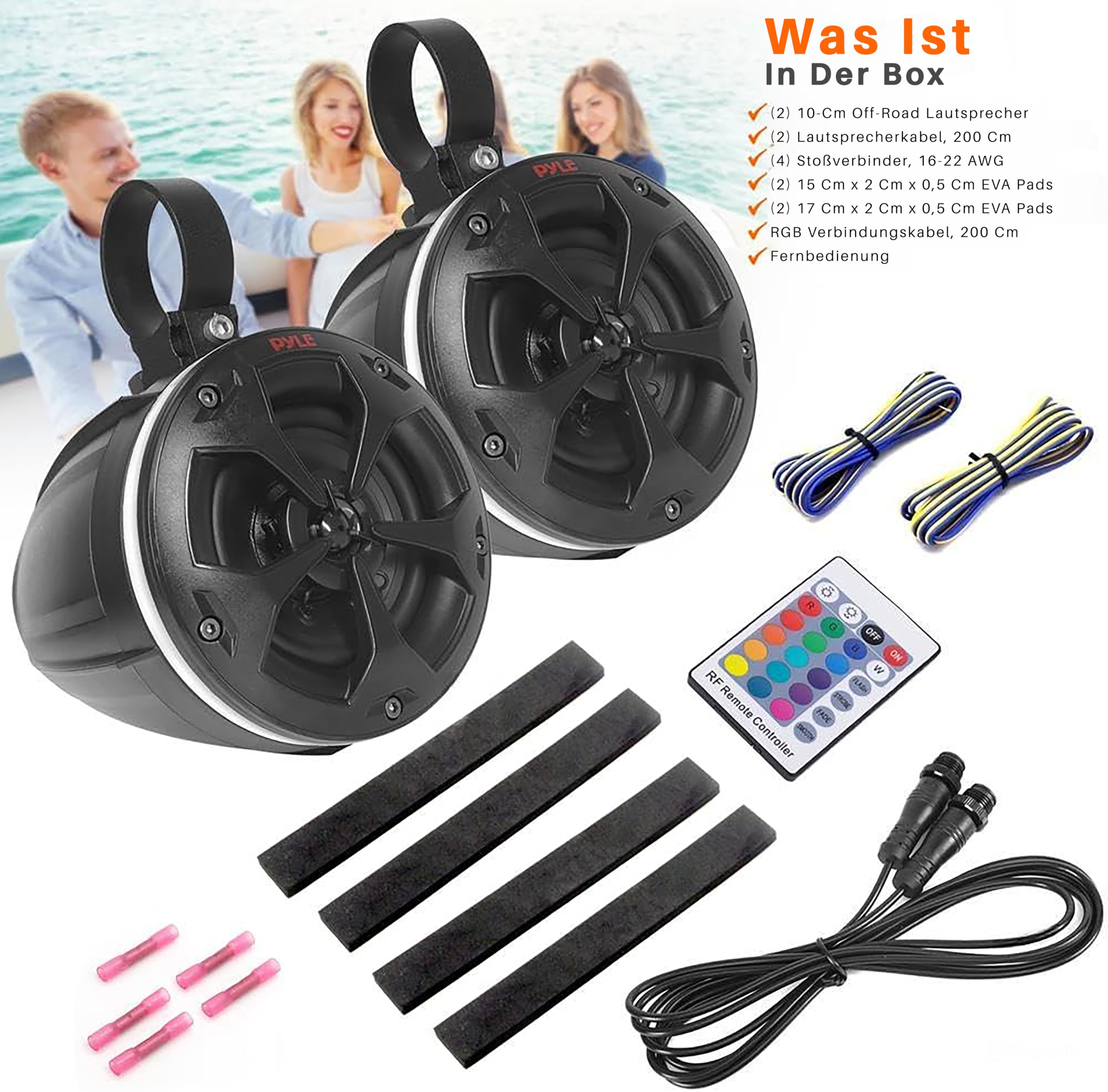 Pyle Outdoor Box Wasserdicht – Outdoor Speaker – Aussenlautsprecher Wasserfest 800W als Lautsprecher Auto, Boot, Jeep oder Quad. 2 Wege Lautsprecher Box leicht Montierbar, Lautsprecher Schwarz